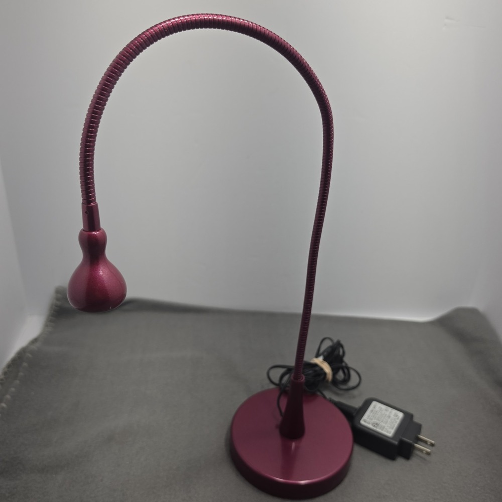 IKEA JANSJO Wine Red Gloss Metallic Flexible Articulating LED Desk Lamp Light  F